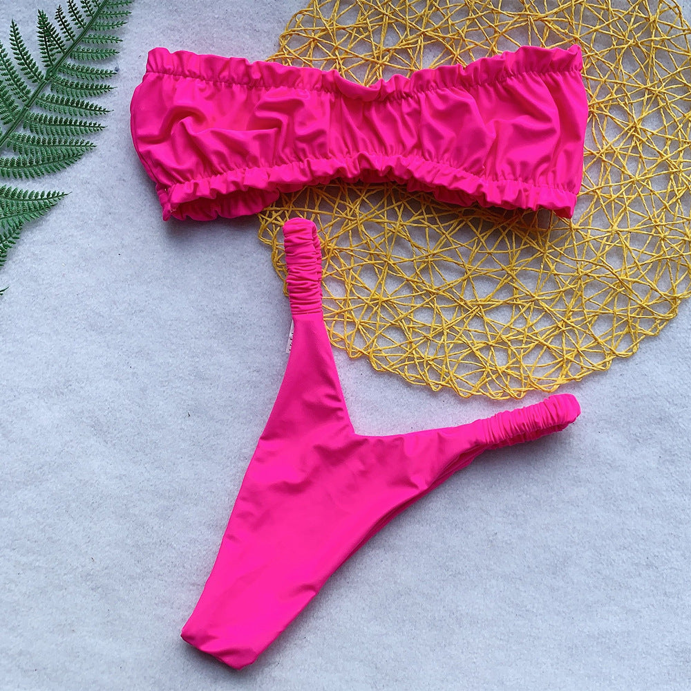 High-waisted backless floral nylon bikini sets - image 1