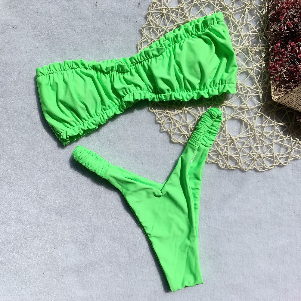 High-waisted backless floral nylon bikini sets - image 2