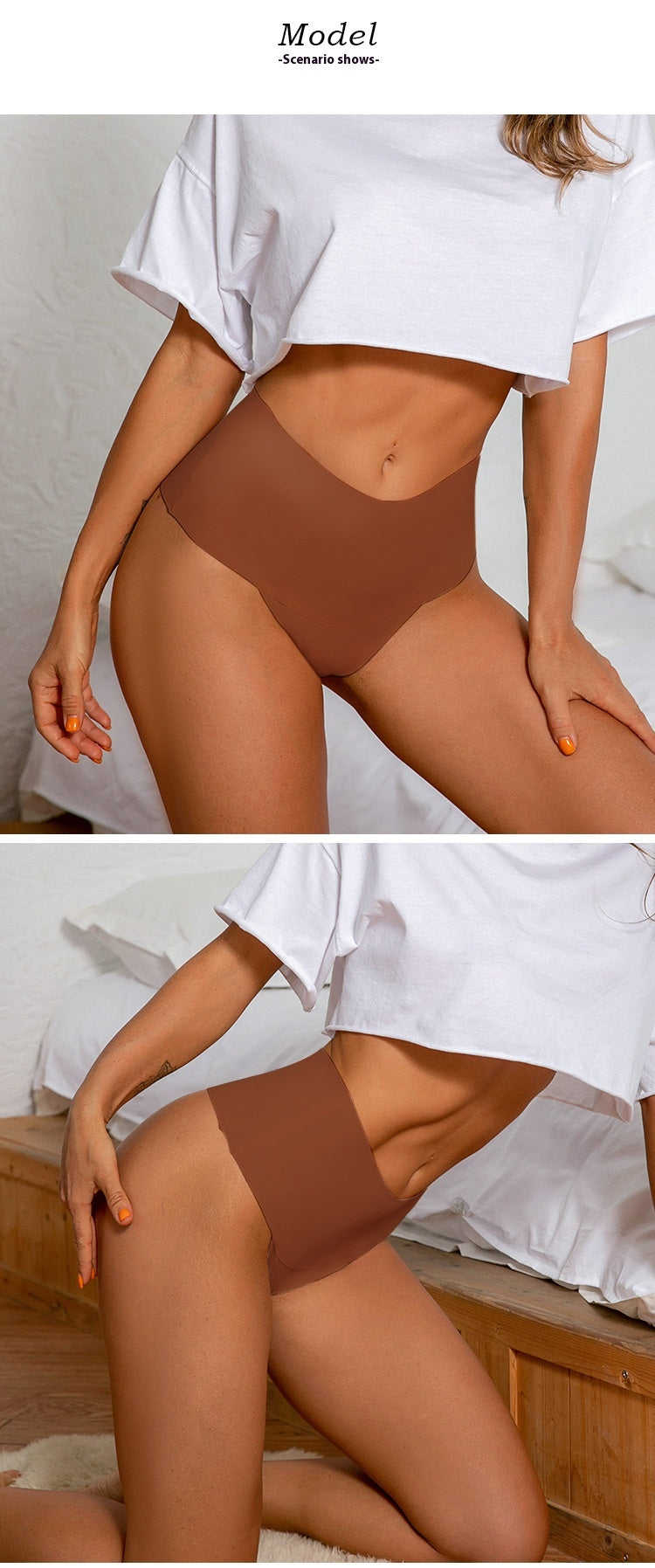 High-waisted seamless breathable silk lingerie briefs - image 2