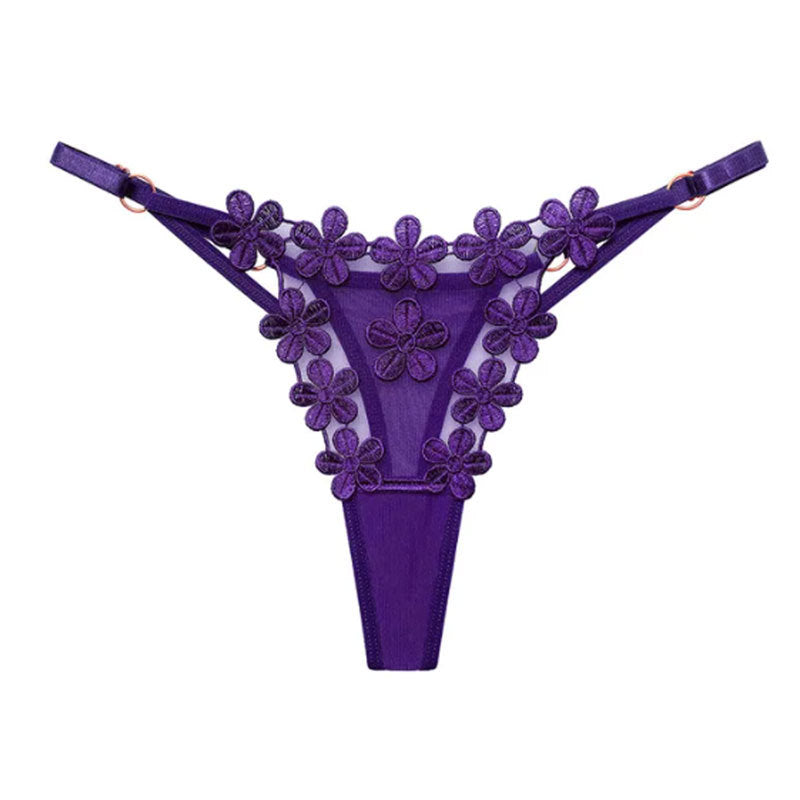 Low-waisted embroidered lace and polyester lingerie briefs - image 3