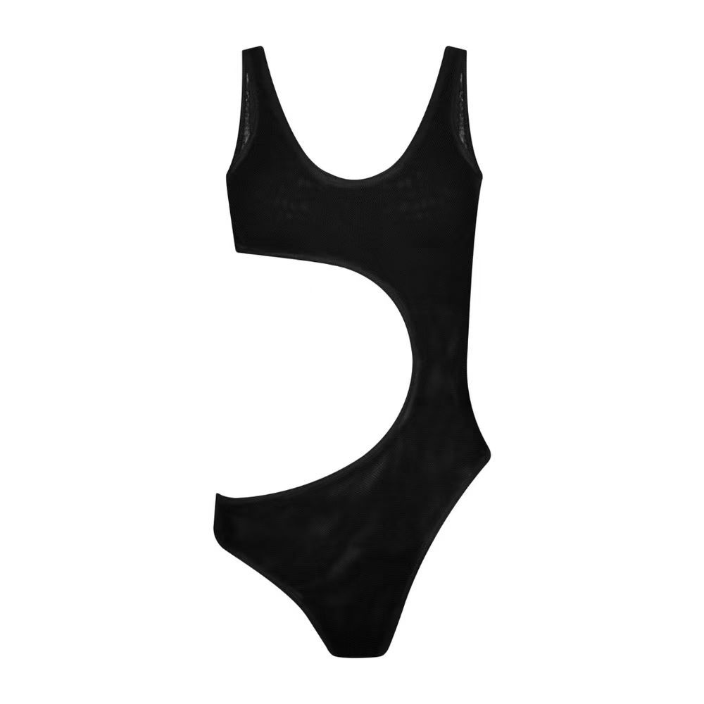 Black breathable floral backless bikini set - product image 2
