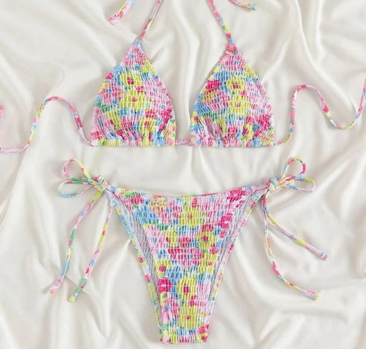 Floral banded polyester lingerie sets - image 1
