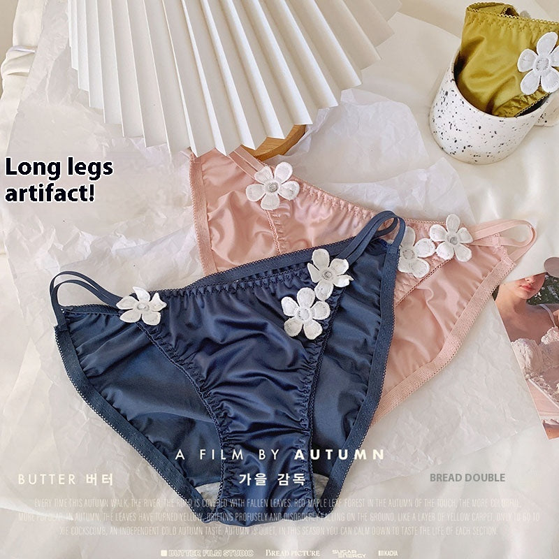 Seamless breathable floral embroidered silk lingerie briefs - image 2