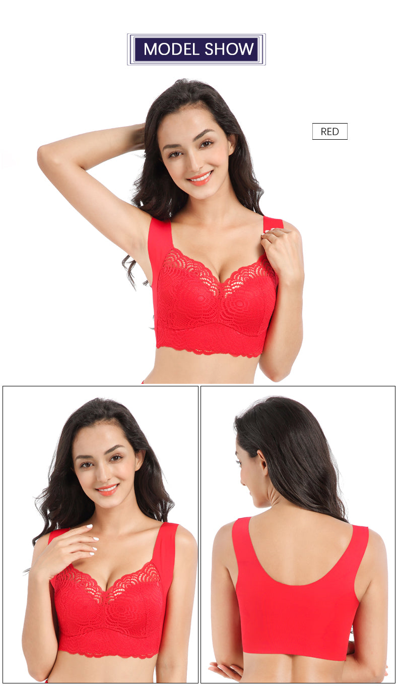 Plus-size seamless embroidered lace and nylon bras - image 3