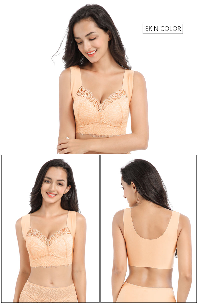 Plus-size seamless embroidered lace and nylon bras - image 4