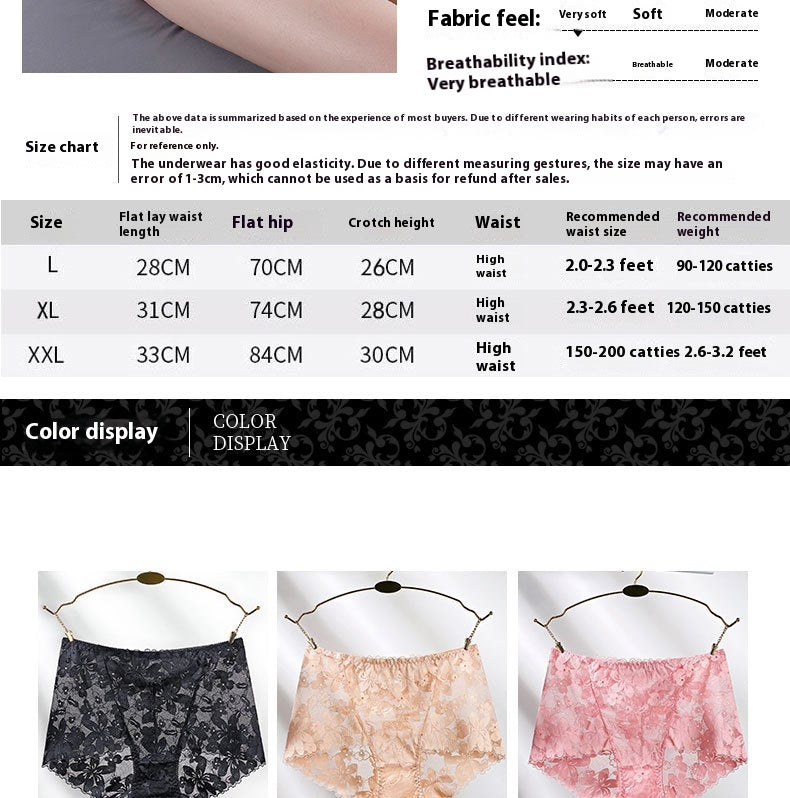 High-waisted breathable floral lace lingerie briefs - image 1