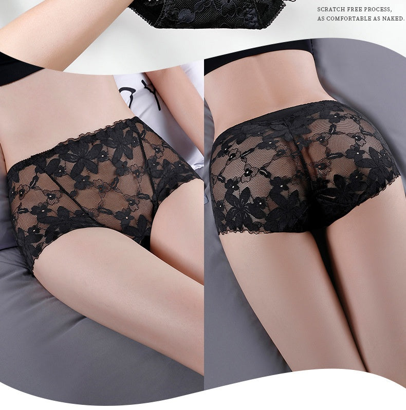 High-waisted breathable floral lace lingerie briefs - image 4