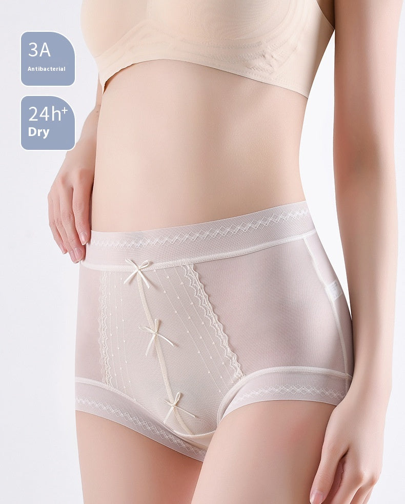 High-waisted seamless breathable lace lingerie briefs - image 4