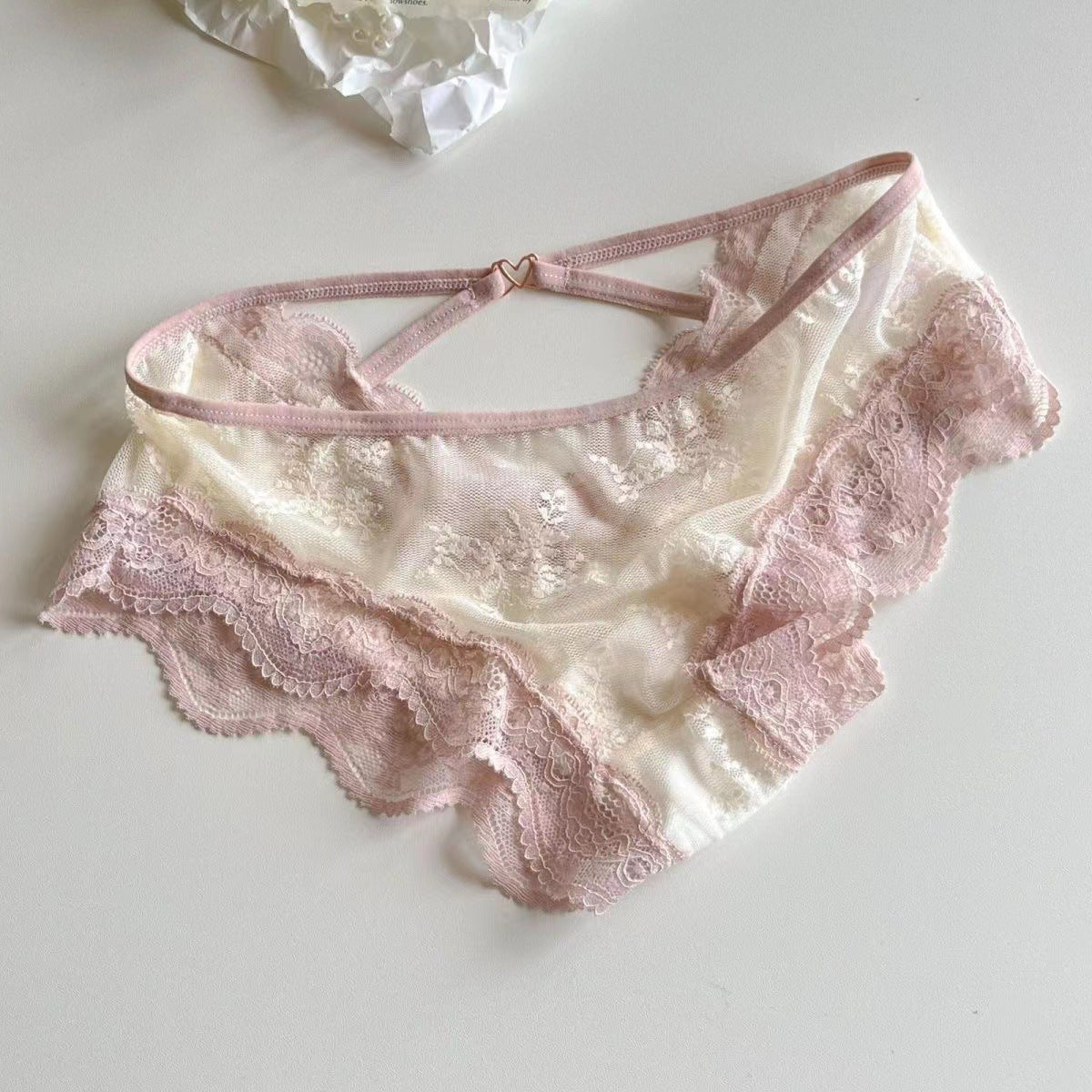 Low-waisted breathable lace and nylon lingerie briefs - image 3