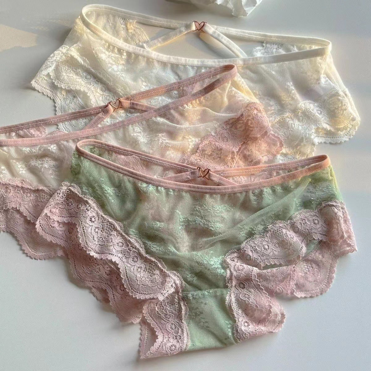 Low-waisted breathable lace and nylon lingerie briefs - image 4