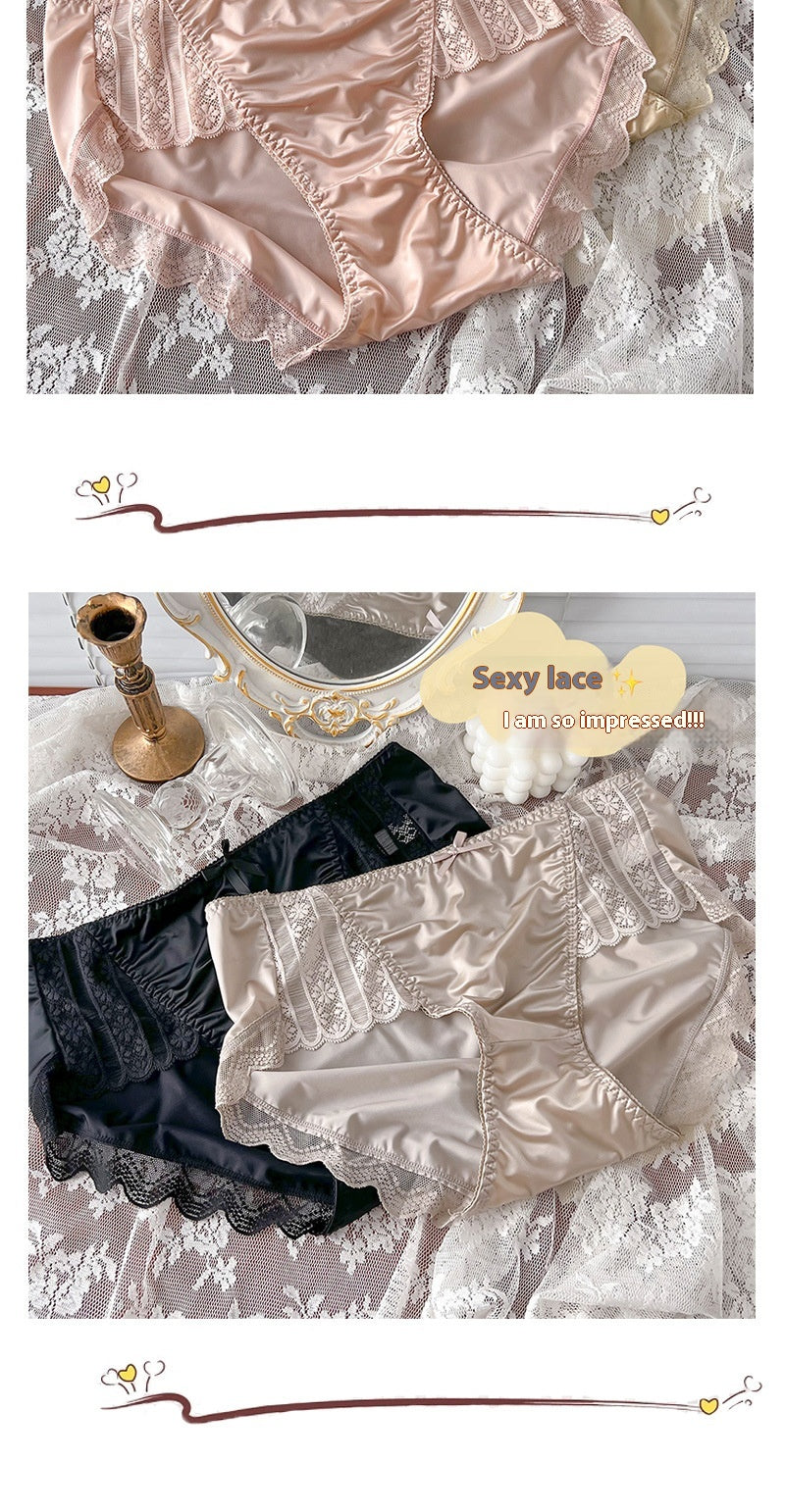 Seamless breathable lace and silk lingerie briefs - image 1