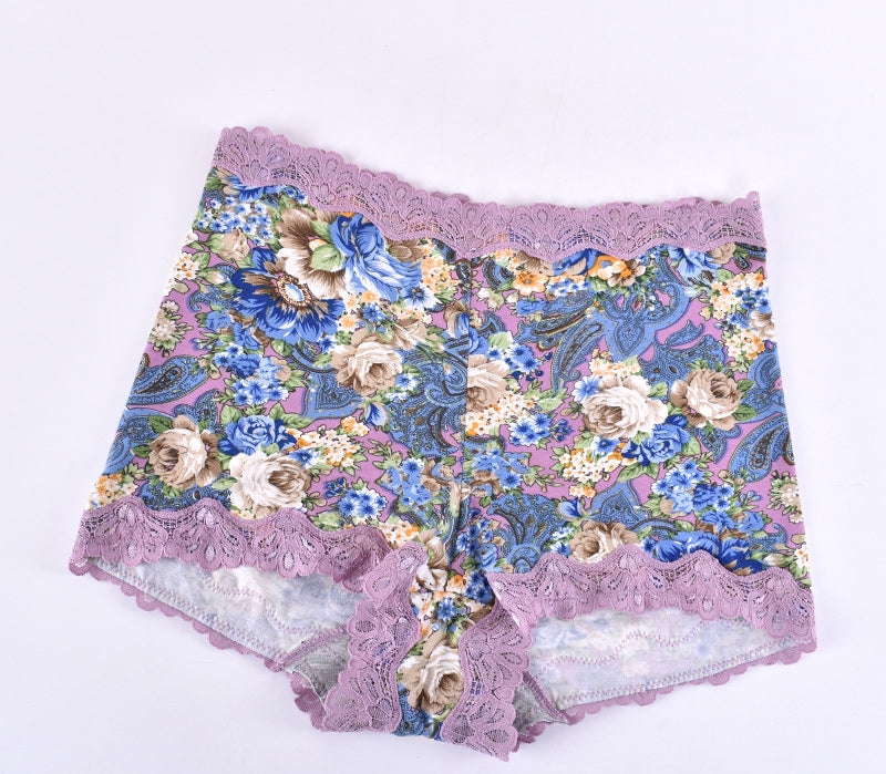Seamless breathable lace and cotton lingerie briefs
