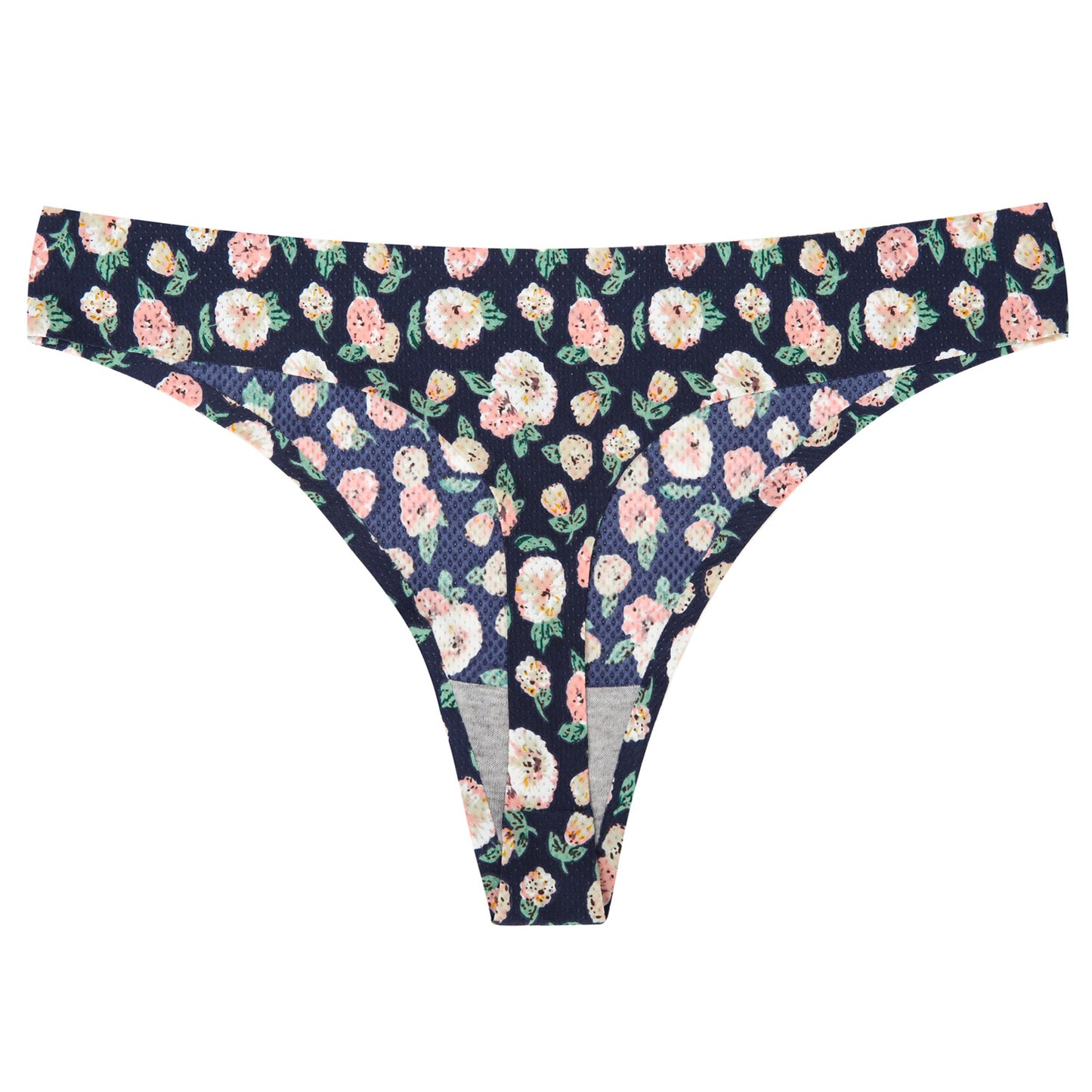 Low-waisted seamless floral cotton lingerie briefs