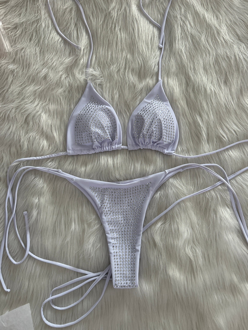 Backless lace and nylon bikini sets