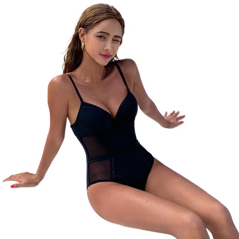 Black high-waisted nylon and polyester bikini sets