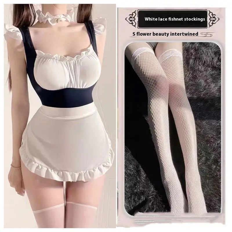 Crotchless Uniform Silk and Polyester Lingerie Bodysuits product image