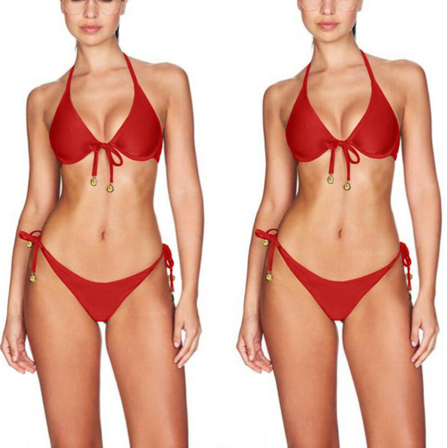 Stylish underwire nylon bikini sets