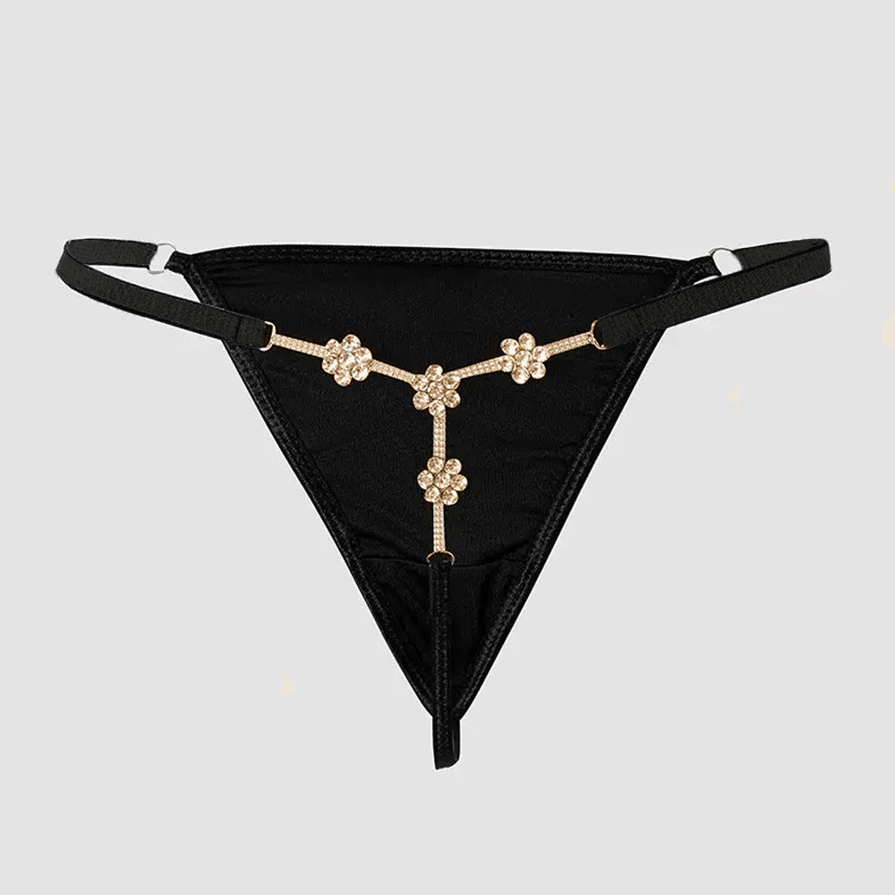 Floral glitter crystal-detail lingerie briefs