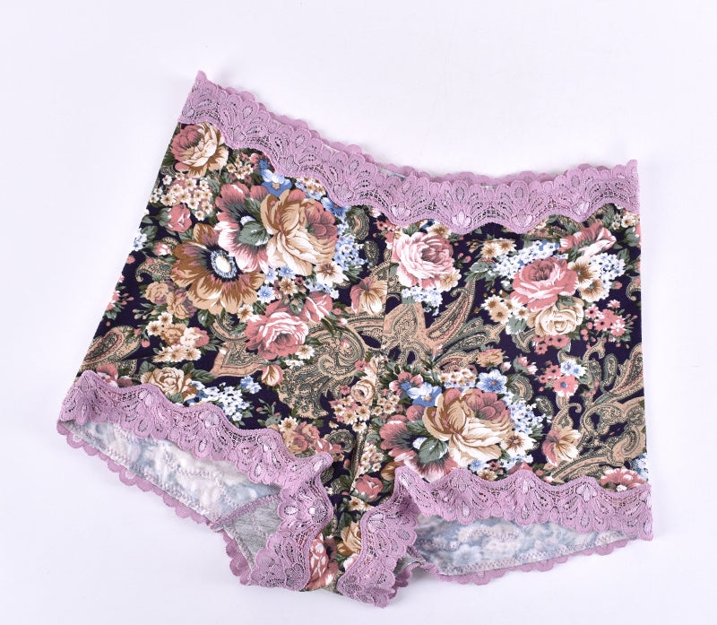 Seamless breathable lace and cotton lingerie briefs