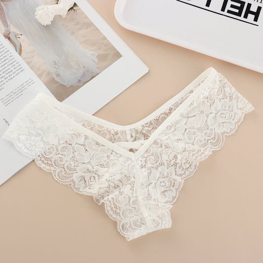 Low-waisted lace and cotton lingerie briefs - image 1