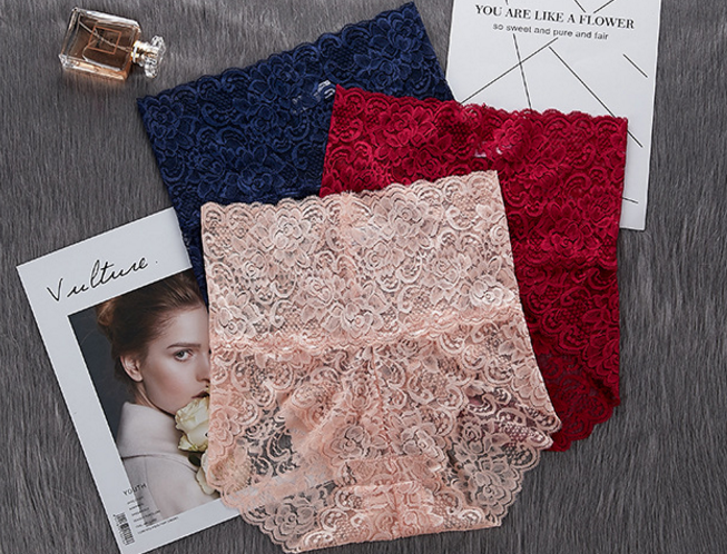 High-waisted lace and nylon lingerie briefs - image 3