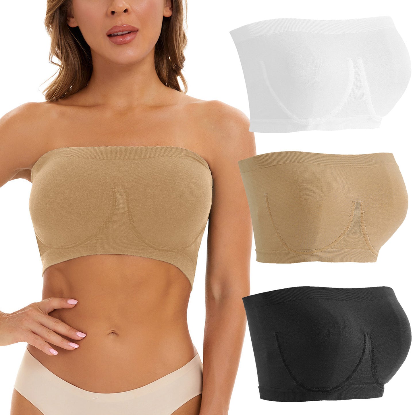 Plus-size strapless nylon and spandex bras