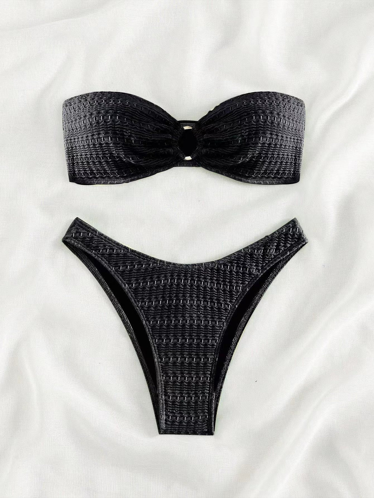 Black polyester lingerie bikini set - product image 2