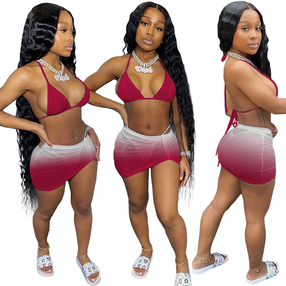 Polyester and spandex bikini sets