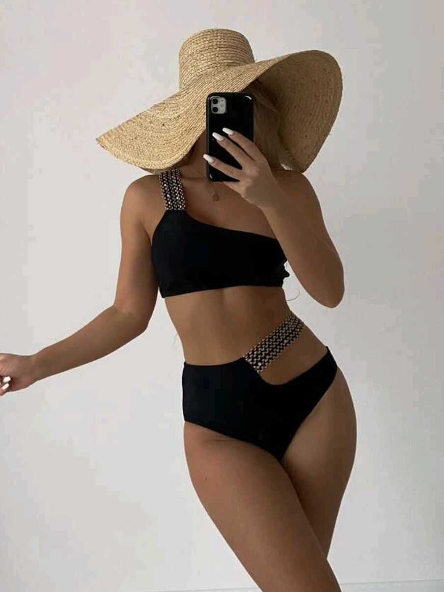 High-waisted polyester and nylon bikini sets - image 2