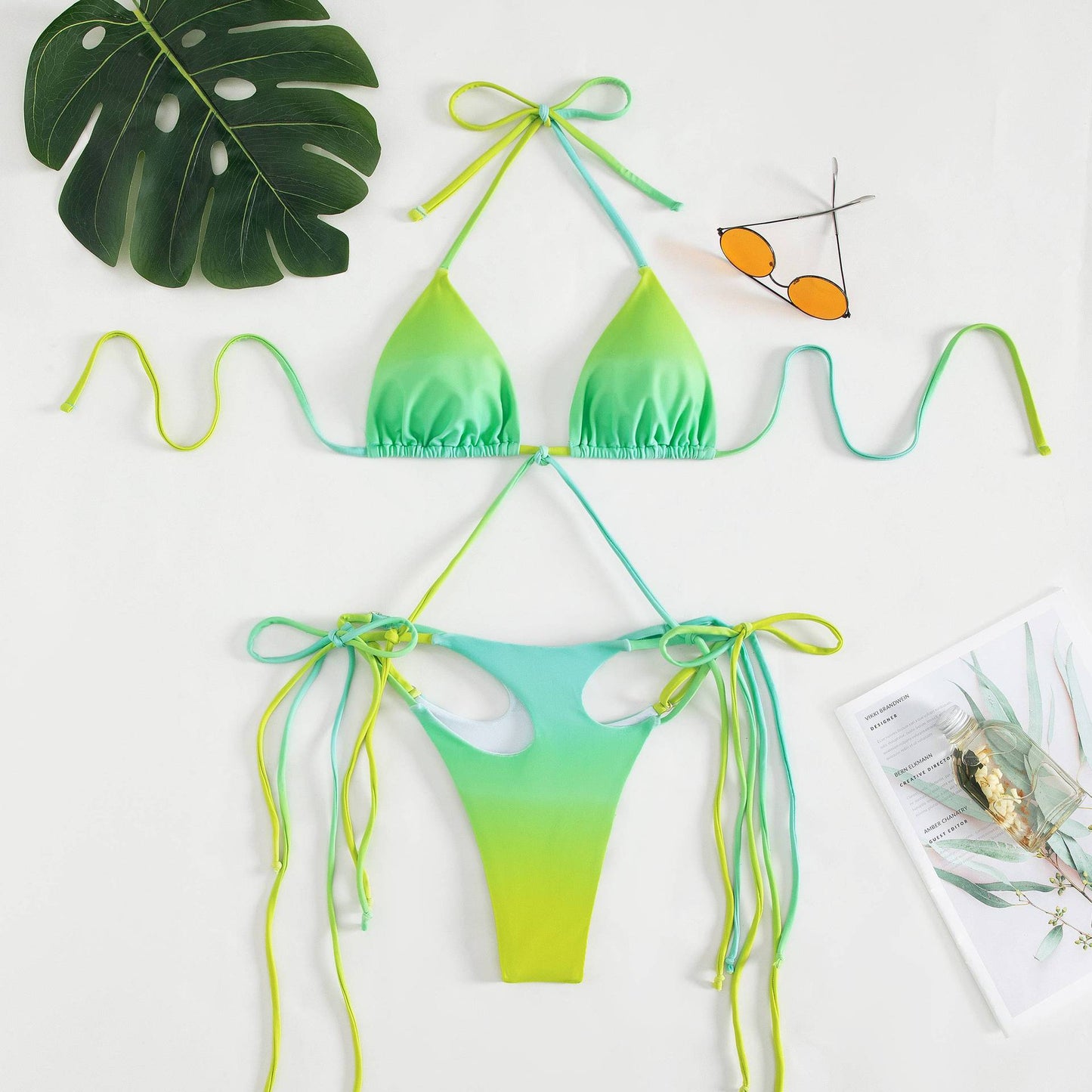 Green nylon lingerie bikini sets