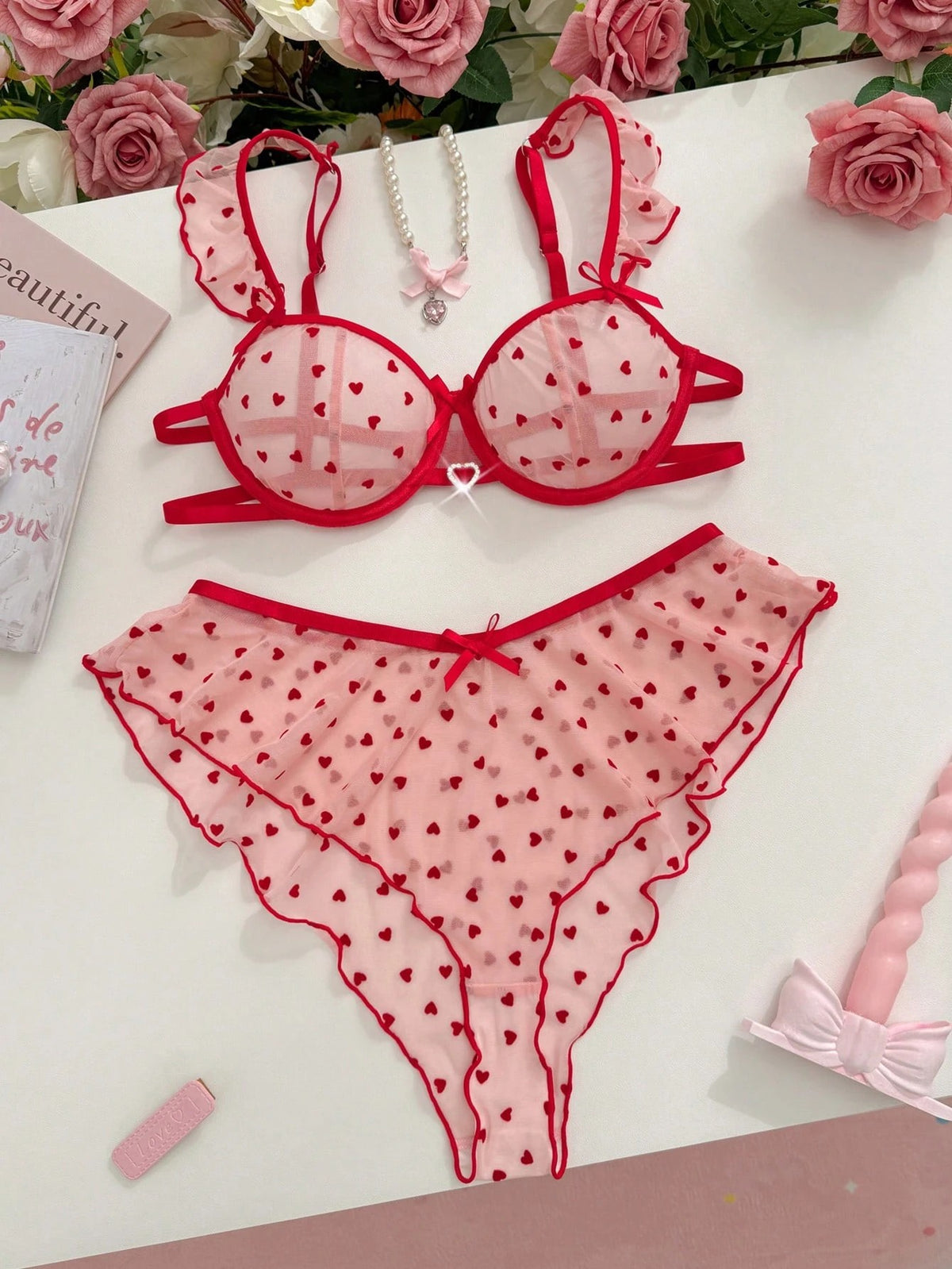 Sheer lace and mesh lingerie sets - image 2