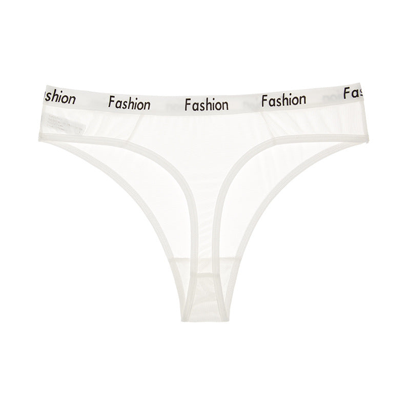 Low-waisted seamless sheer cotton lingerie briefs