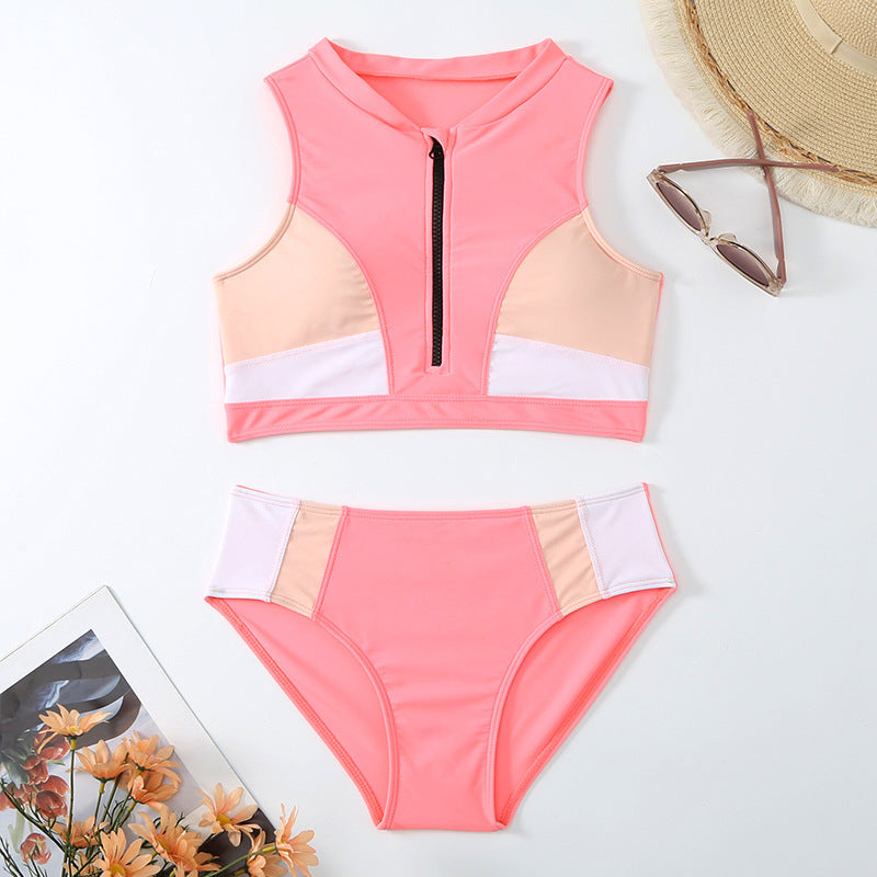 Pink high-waist nylon intimate bikini set - product image 2
