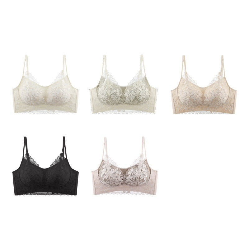 Push-Up Seamless Breathable Shaping Lace Bras - Pear White / S product image