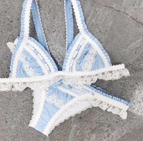 Backless lace and nylon bikini sets