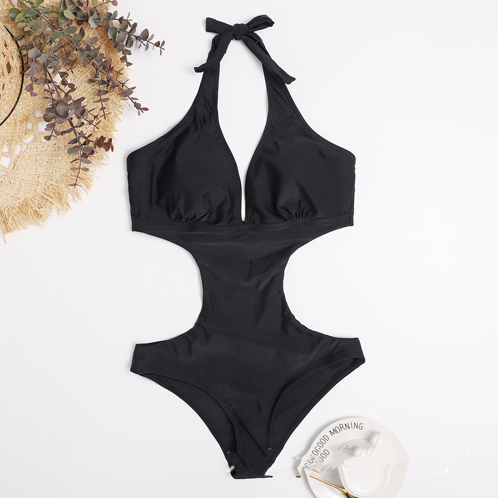 Black backless one-piece nylon lingerie bodysuits