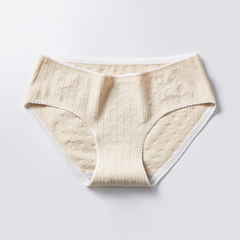 Low-waisted seamless breathable cotton lingerie briefs