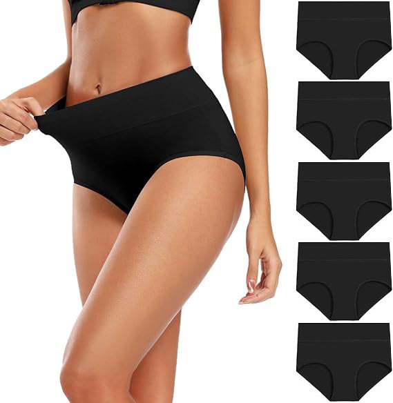 Plus-size high-waisted seamless shaping cotton briefs