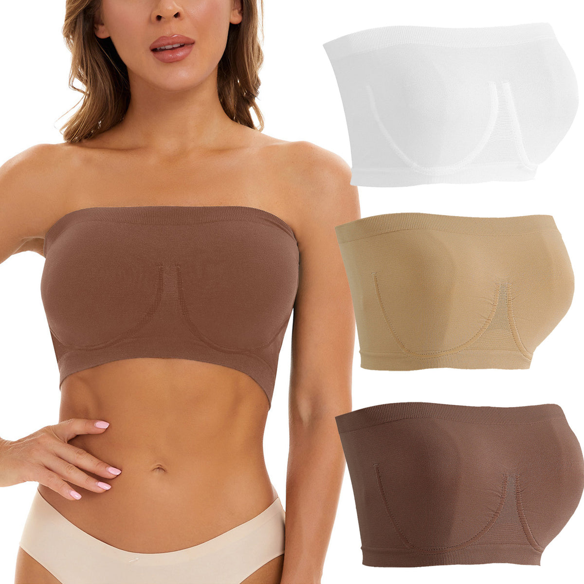 Plus-size strapless nylon and spandex bras