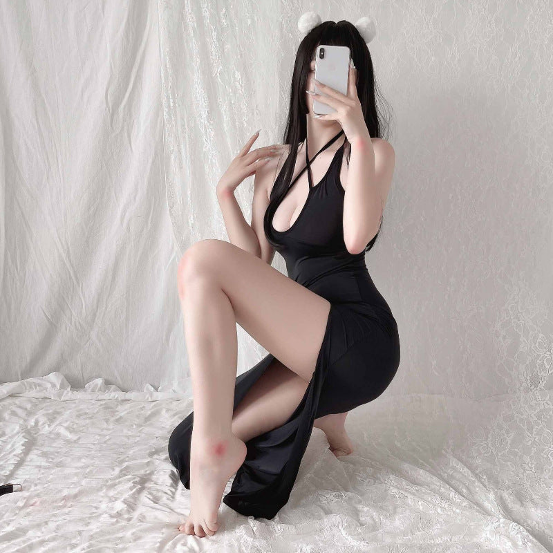 Sheer Polyester Lingerie Skirt Sets - Black / One size product image