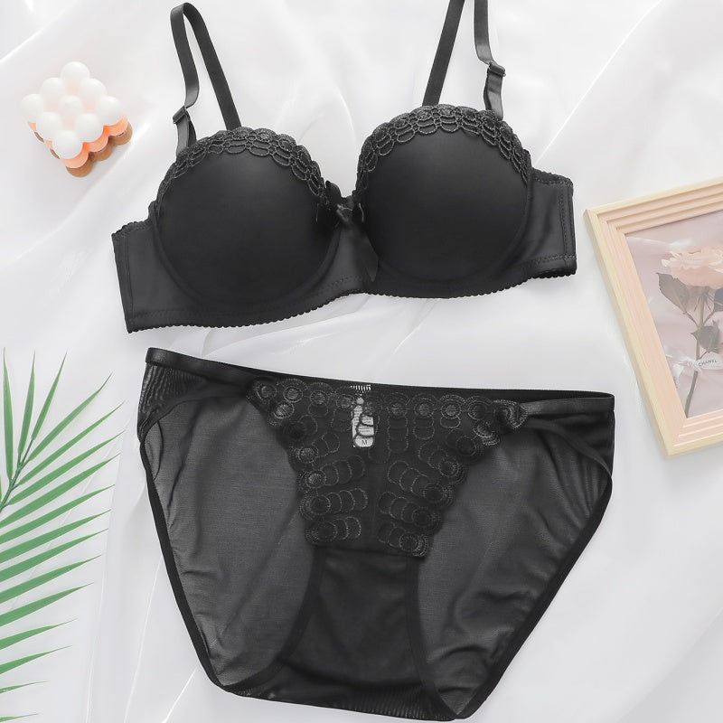 Elegant Feminine Embroidered Lingerie Sets - Black / M product image