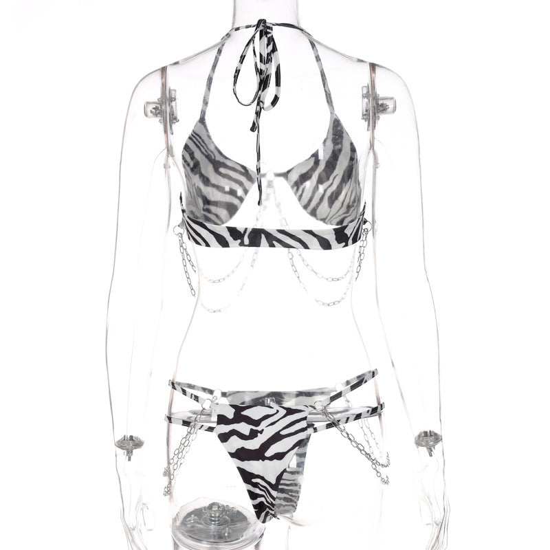 Leopard polyester lingerie bikini sets