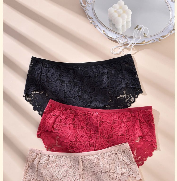 High-waisted seamless breathable lace lingerie briefs - image 2