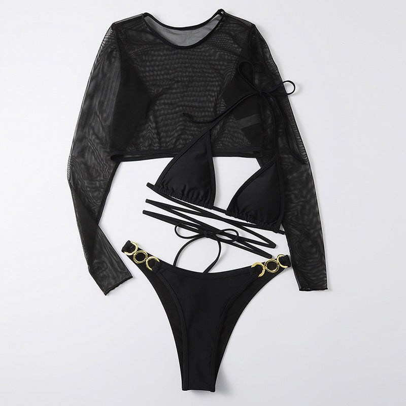 Black polyester lingerie bikini set - product image 2