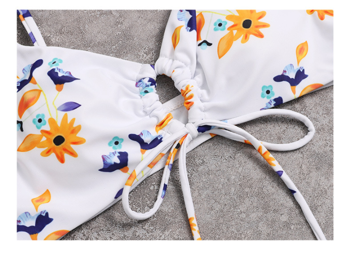White floral polyester intimate bikini set - product image 2