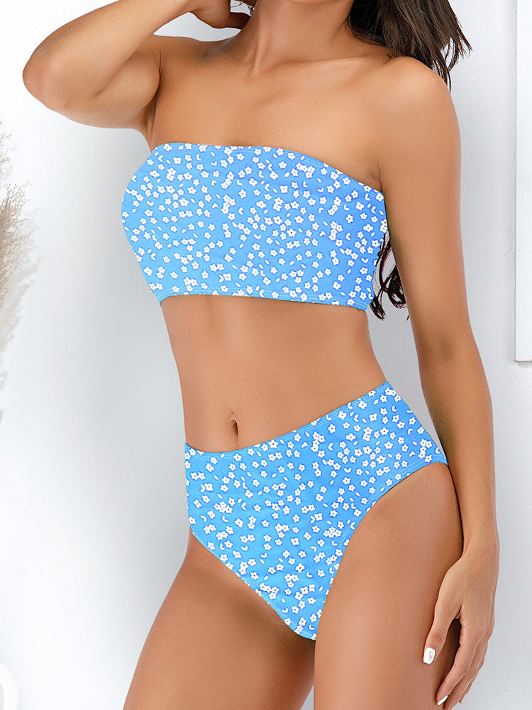 High-waisted floral polyester bikini sets - image 1