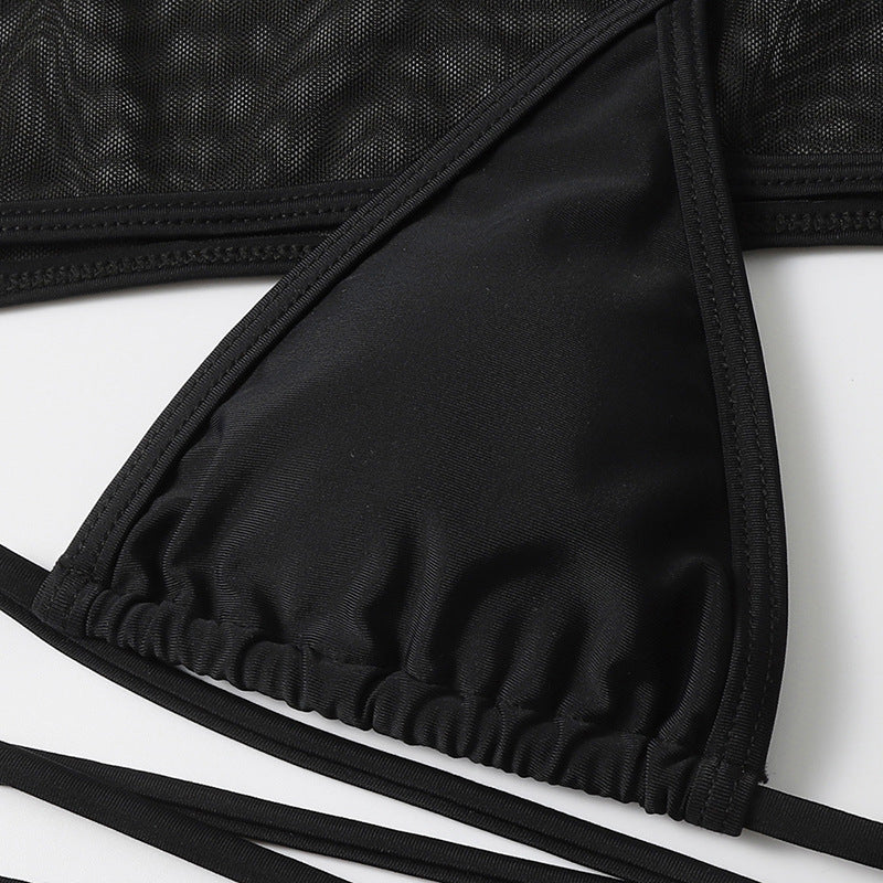Black polyester lingerie bikini sets - image 3