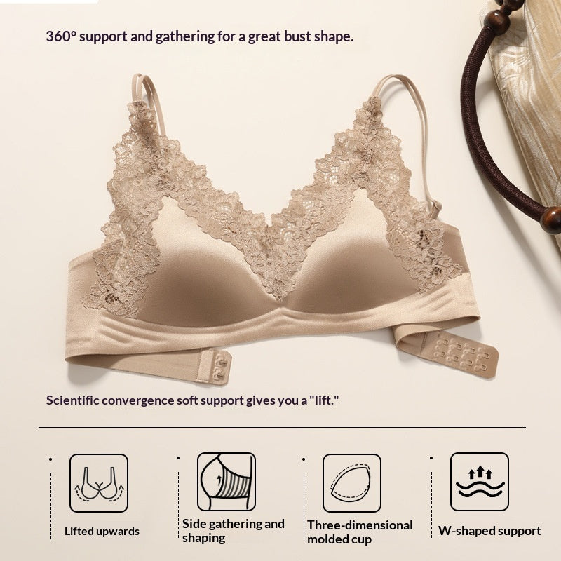 Wireless Push-Up Seamless Breathable Lace Bras - Black / XL product image