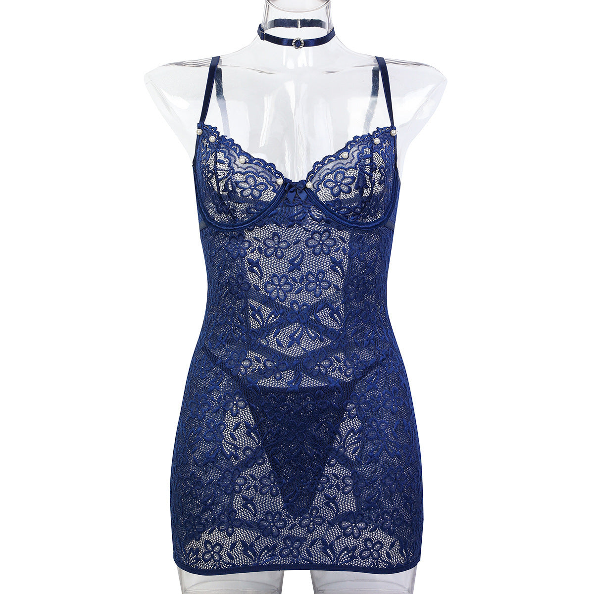 Strapless mesh and polyester nightwear sets