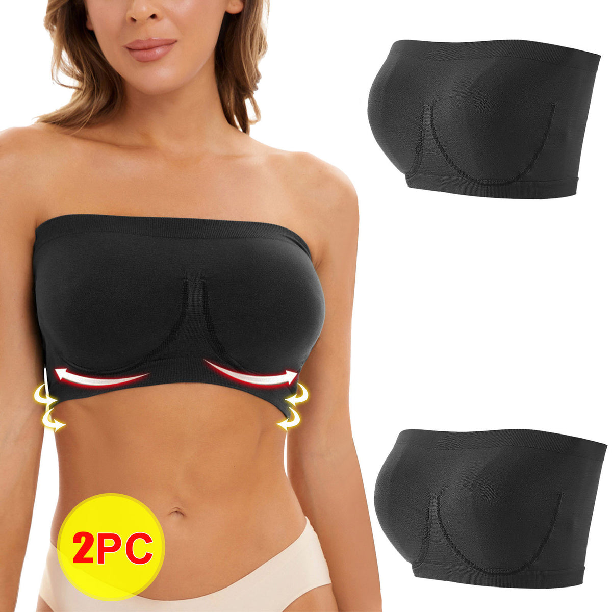 Plus-size strapless nylon and spandex bras